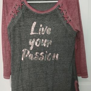 Grey and red quarter sleeve shirt